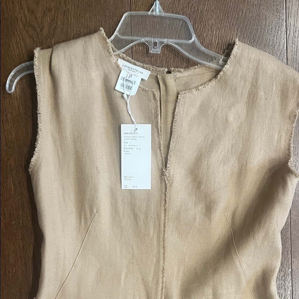 Lafayette 148 New York Sleeveless Midi Dress in Camel Beige - Picture 2 of 3